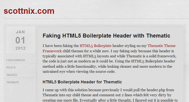 Faking HTML5 Boilerplate Header with Thematic