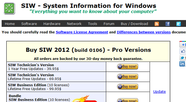 SIW – System Information for Windows
