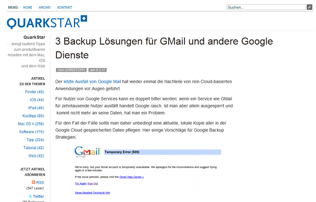 3 Backup Lösungen für GMail und andere Google Dienste