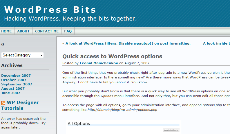 WordPress: alle Einstellungen auf einen Blick … und zwar ohne Plugin
