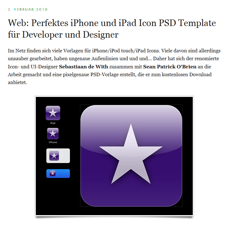 iPhone- und iPad-Icon-Vorlage (PSD)