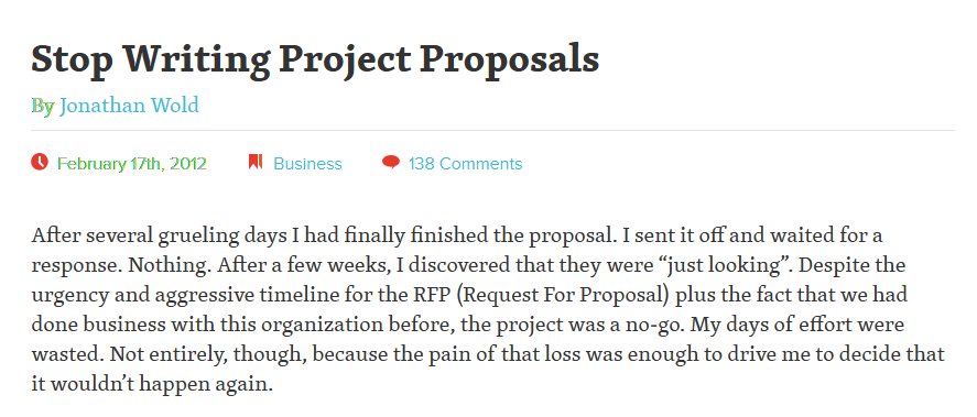 Stop Writing Project Proposals
