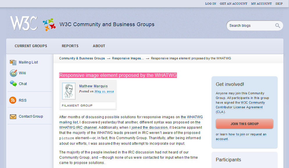 Responsive image element proposed by the WHATWG
