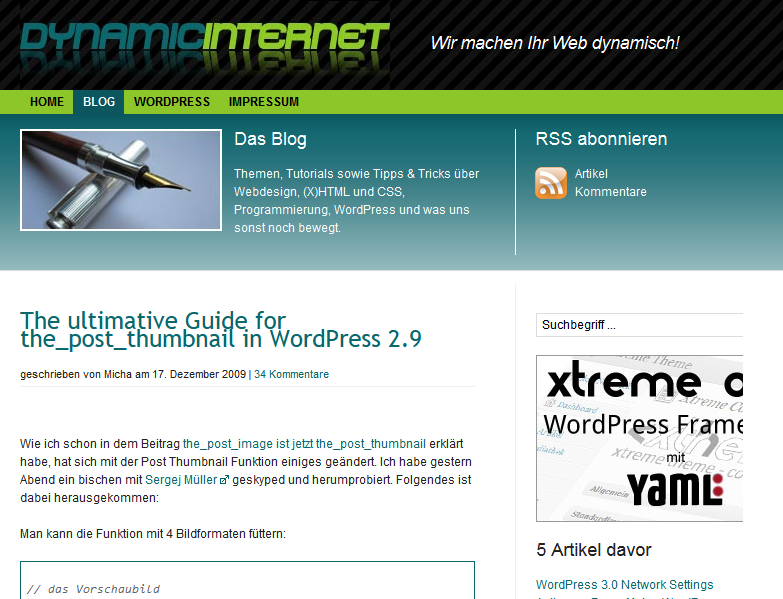 the_post_thumbnail (seit WordPress 2.9)